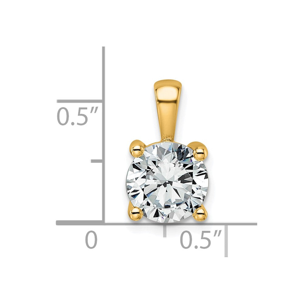 14k Yellow Gold 2 Ct. Lab Grown Diamond VS/SI+ G+ Round Four Prong Pendant