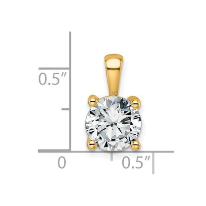 14k Yellow Gold 2 Ct. Lab Grown Diamond VS/SI+ G+ Round Four Prong Pendant
