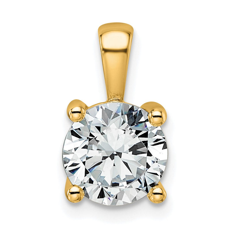14k Yellow Gold 2 Ct. Lab Grown Diamond VS/SI+ G+ Round Four Prong Pendant