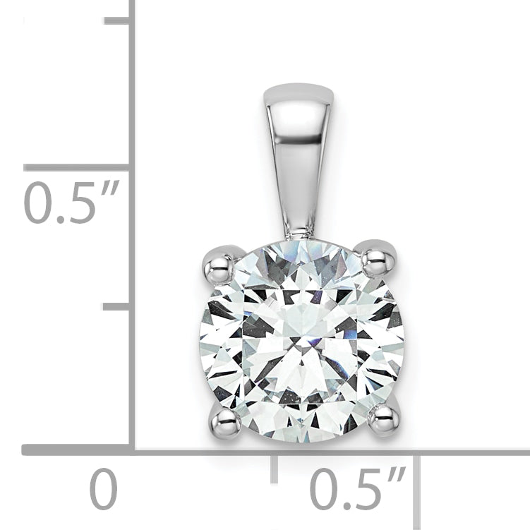 14k White Gold 2 1/2 Ct. Certified Lab Grown Diamond VS/SI+ G+ Round Four Prong Pendant