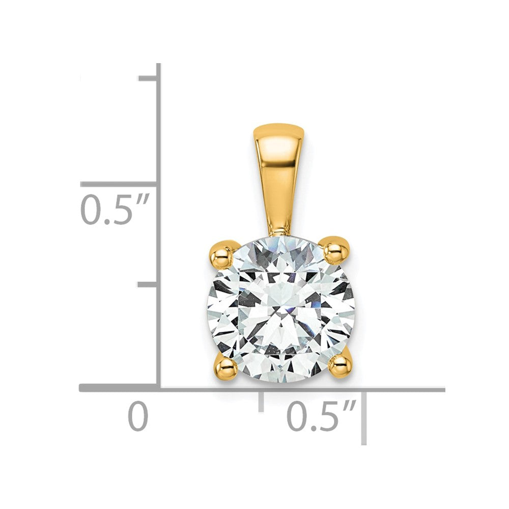 14k Yellow Gold 14k 2 1/2 carat Lab Grown Diamond VS+ F+ Round Complete Four Prong Pendant
