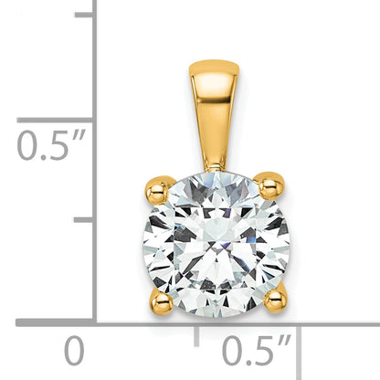 14k Yellow Gold 2 1/2 Ct. Lab Grown Diamond VS/SI+ G+ Round Four Prong Pendant