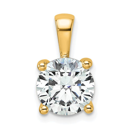 14k Yellow Gold 14k 2 1/2 carat Lab Grown Diamond VS+ F+ Round Complete Four Prong Pendant