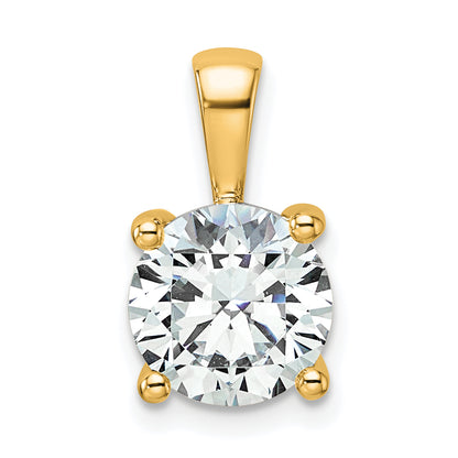 14k Yellow Gold 2 1/2 Ct. Lab Grown Diamond VS/SI+ G+ Round Four Prong Pendant