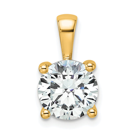 14k Yellow Gold 14k 2 1/2 carat Lab Grown Diamond VS+ F+ Round Complete Four Prong Pendant