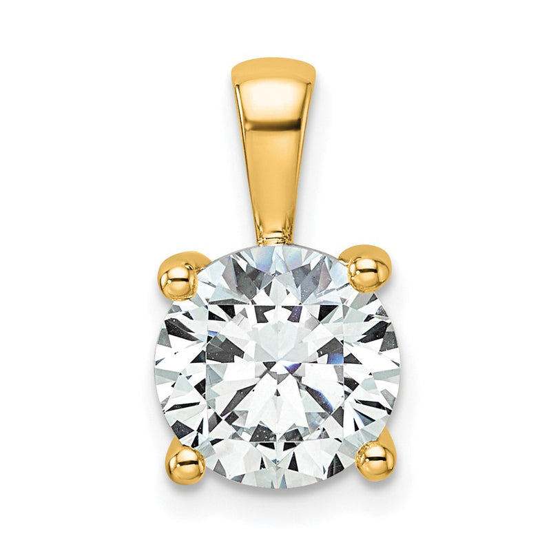 14k Yellow Gold 2 1/2 Ct. Lab Grown Diamond VS/SI+ G+ Round Four Prong Pendant