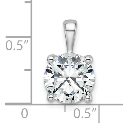 14K White Gold 3 Carat Certified Lab Grown Diamond Vs+ F+ Round Complete Four Prong Pendant