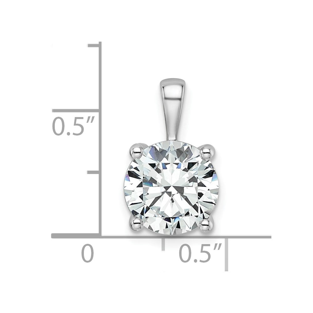 14k White Gold 3 Ct. Certified Lab Grown Diamond VS/SI+ G+ Round Four Prong Pendant