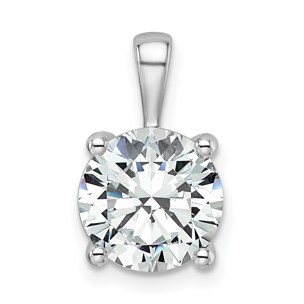 14k White Gold 3 Ct. Certified Lab Grown Diamond VS/SI+ G+ Round Four Prong Pendant