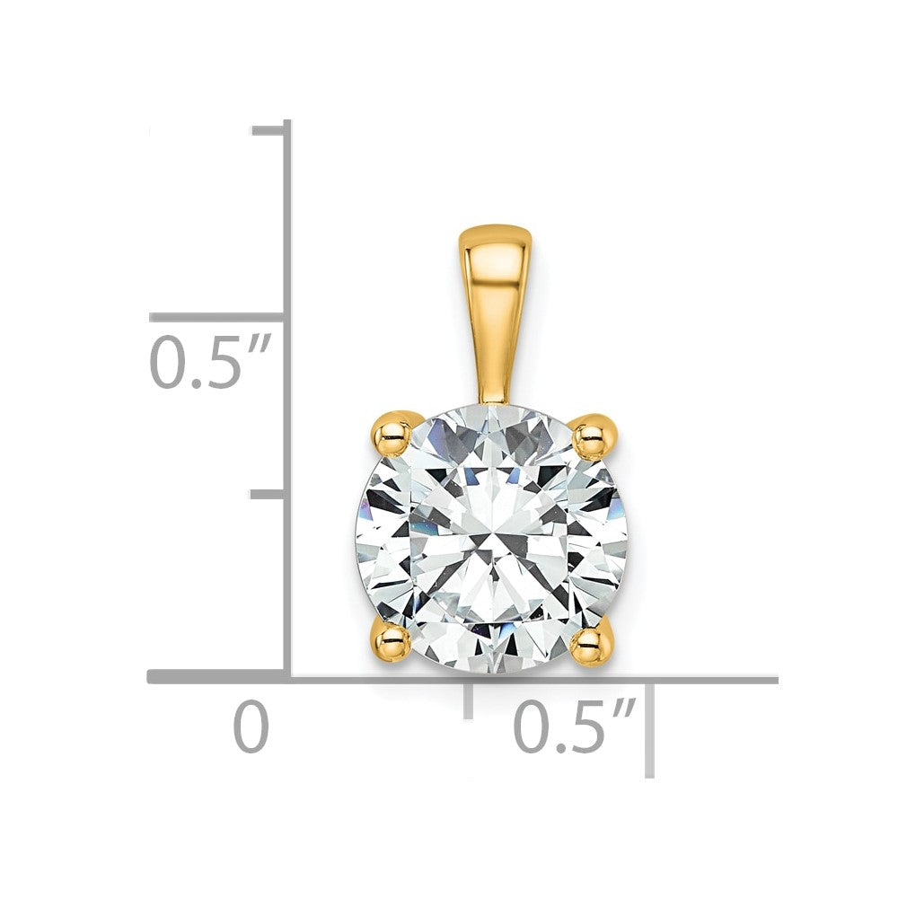 14k Yellow Gold 14k 3 carat Lab Grown Diamond VS+ F+ Round Complete Four Prong Pendant