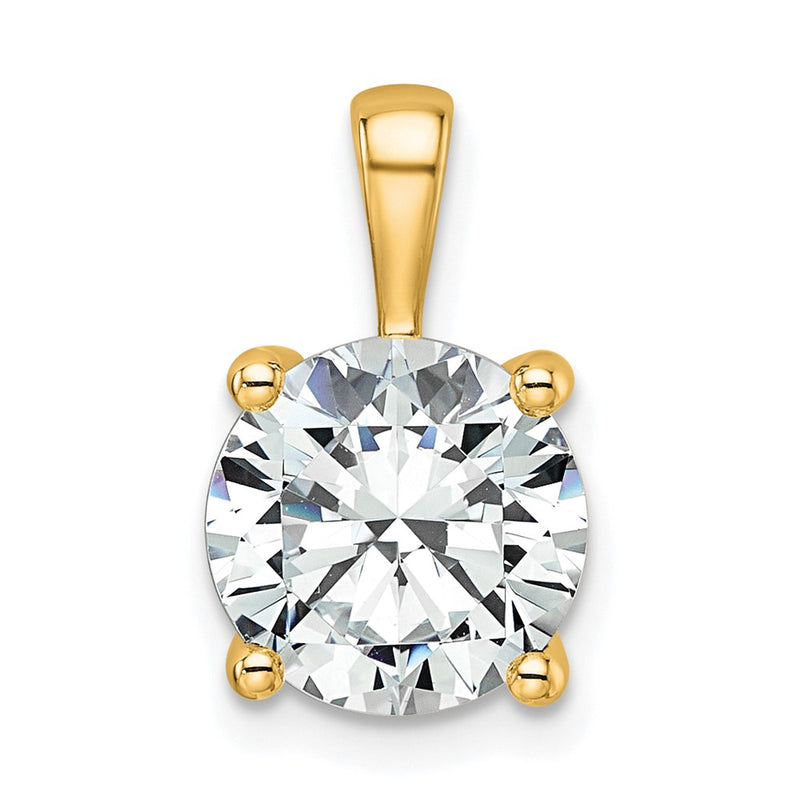 14k Yellow Gold 3 Ct. Certified Lab Grown Diamond VS/SI+ G+ Round Four Prong Pendant