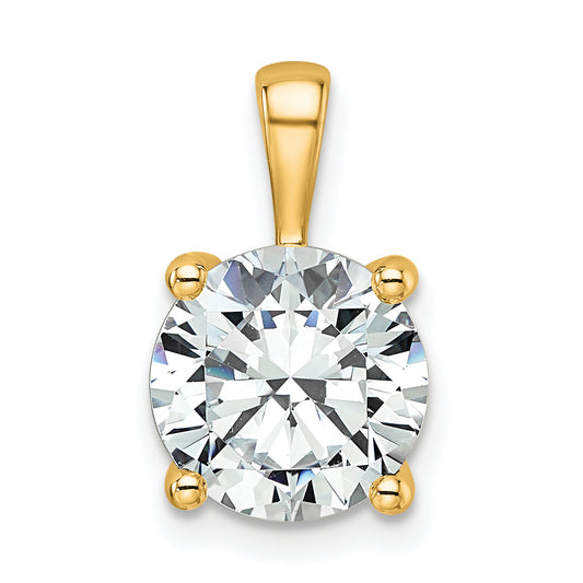 14k Yellow Gold 3 Ct. Lab Grown Diamond VS/SI+ G+ Round Four Prong Pendant