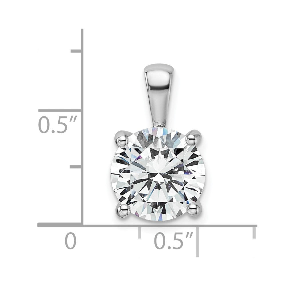 14K White Gold 4 Carat Certified Lab Grown Diamond Vs+ F+ Round Complete Four Prong Pendant