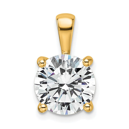 14k Yellow Gold 4 Ct. Certified Lab Grown Diamond VS/SI+ G+ Round Four Prong Pendant