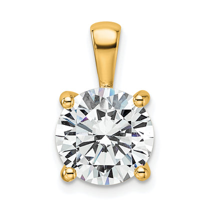 14K Yellow Gold 4 Carat Lab Grown Diamond Vs+ F+ Round Complete Four Prong Pendant
