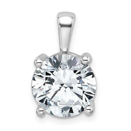 14K White Gold 5 Carat Lab Grown Diamond Vs+ F+ Round Complete Four Prong Pendant