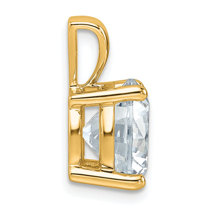 14K Yellow Gold 5 Carat Lab Grown Diamond Vs+ F+ Round Complete Four Prong Pendant