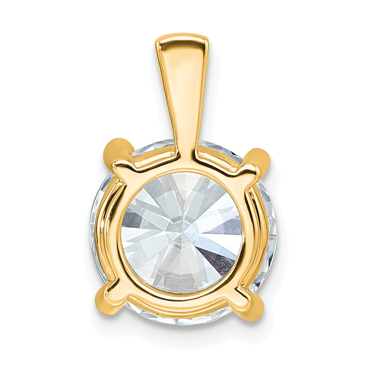 14K Yellow Gold 5 Carat Lab Grown Diamond Vs+ F+ Round Complete Four Prong Pendant