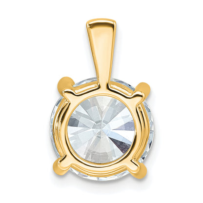 14K Yellow Gold 5 Carat Lab Grown Diamond Vs+ F+ Round Complete Four Prong Pendant