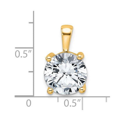 14k Yellow Gold 5 Ct. Lab Grown Diamond VS/SI+ G+ Round Complete Four Prong Pendant