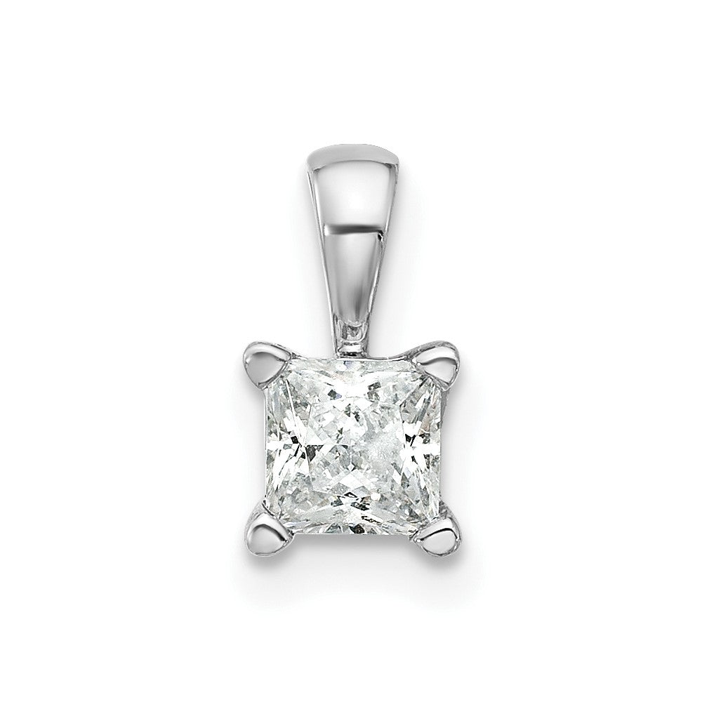 14k White Gold 1/2 Ct. Certified Lab Grown Diamond VS/SI+ G+ Princess Four Prong Pendant