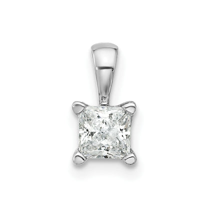 14k White Gold 1/2 Ct. Certified Lab Grown Diamond VS/SI+ G+ Princess Four Prong Pendant