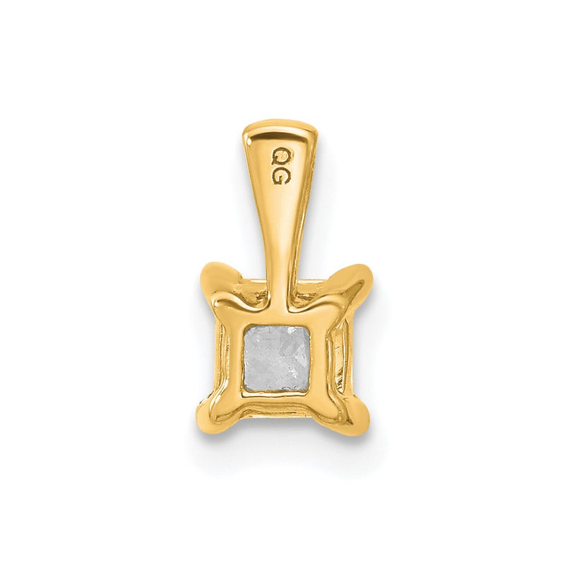 14k Yellow Gold 1/2 Ct. Certified Lab Grown Diamond VS/SI+ G+ Princess Four Prong Pendant