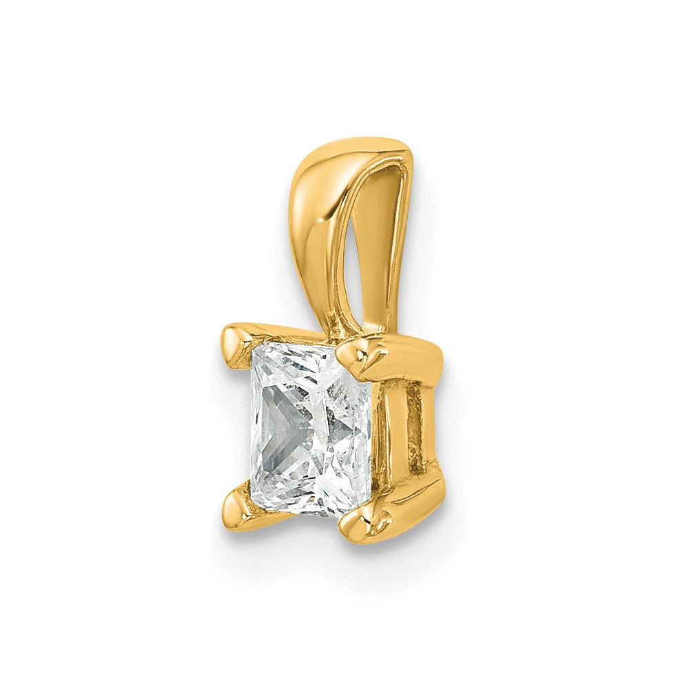 14K Yellow Gold 1/2 Carat Lab Grown Diamond Vs+ F+ Princess Complete Four Prong Pendant