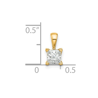 14K Yellow Gold 1/2 Carat Lab Grown Diamond Vs+ F+ Princess Complete Four Prong Pendant