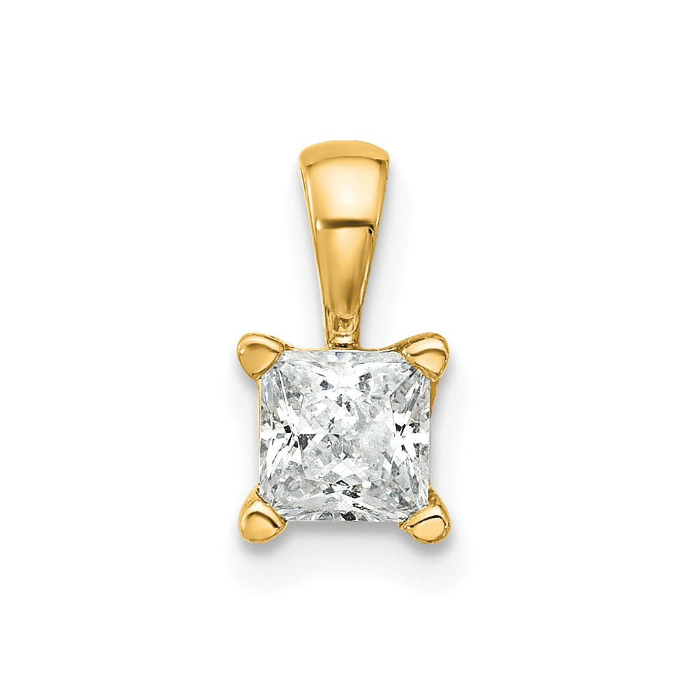 14k Yellow Gold 1/2 Ct. Lab Grown Diamond VS/SI+ G+ Princess Four Prong Pendant