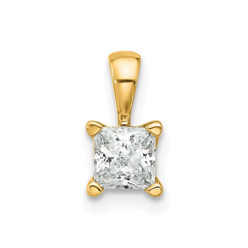 14k Yellow Gold 1/2 Ct. Lab Grown Diamond VS/SI+ G+ Princess Four Prong Pendant