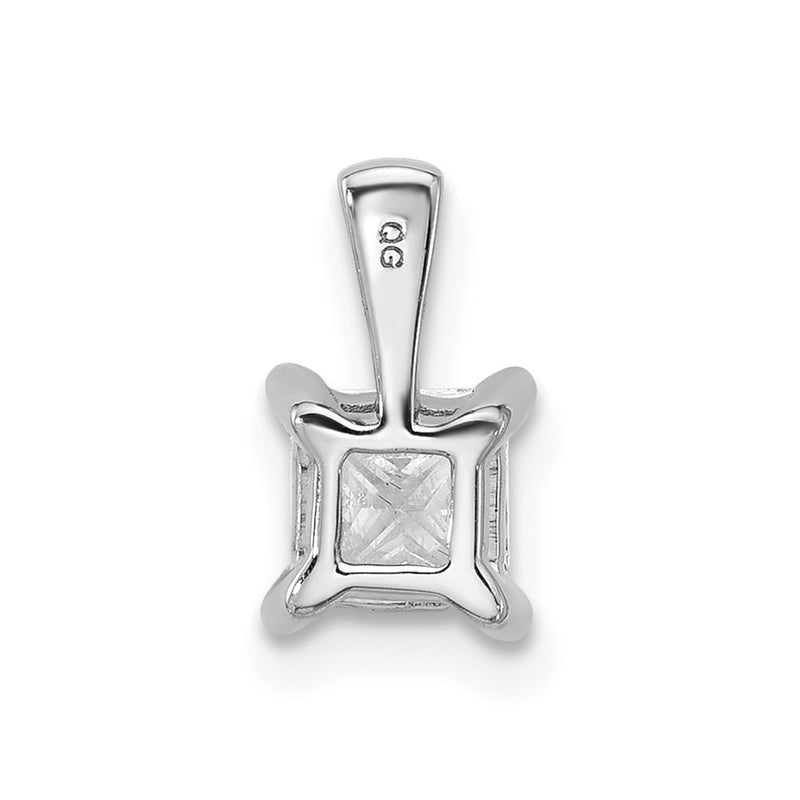 14k White Gold 3/4 Ct. Lab Grown Diamond VS/SI+ G+ Princess Four Prong Pendant