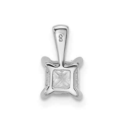 14K White Gold 3/4 Carat Lab Grown Diamond Vs+ F+ Princess Complete Four Prong Pendant