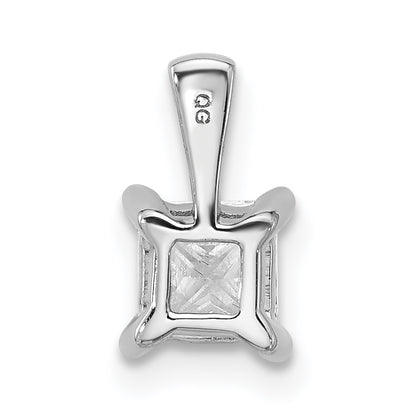 14k White Gold 3/4 Ct. Lab Grown Diamond VS/SI+ G+ Princess Four Prong Pendant