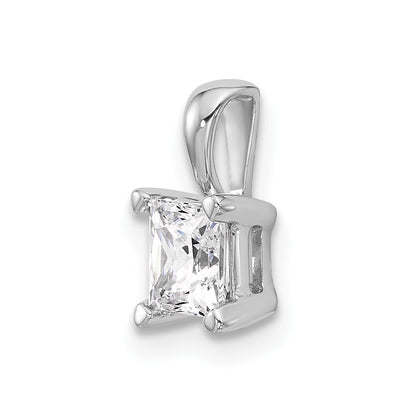 14k White Gold 3/4 Ct. Certified Lab Grown Diamond VS/SI+ G+ Princess Complete Four Prong Pendant