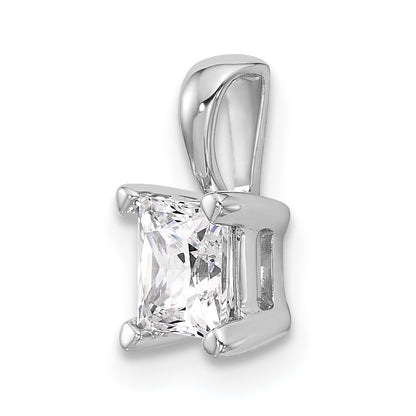 14k White Gold 3/4 Ct. Lab Grown Diamond VS/SI+ G+ Princess Four Prong Pendant