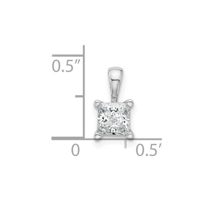 14k White Gold 3/4 Ct. Lab Grown Diamond VS/SI+ G+ Princess Four Prong Pendant