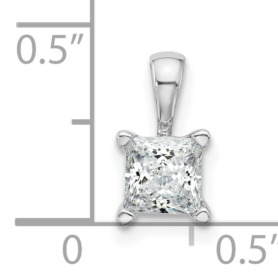 14k White Gold 3/4 Ct. Lab Grown Diamond VS/SI+ G+ Princess Four Prong Pendant
