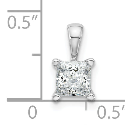 14k White Gold 3/4 Ct. Lab Grown Diamond VS/SI+ G+ Princess Four Prong Pendant