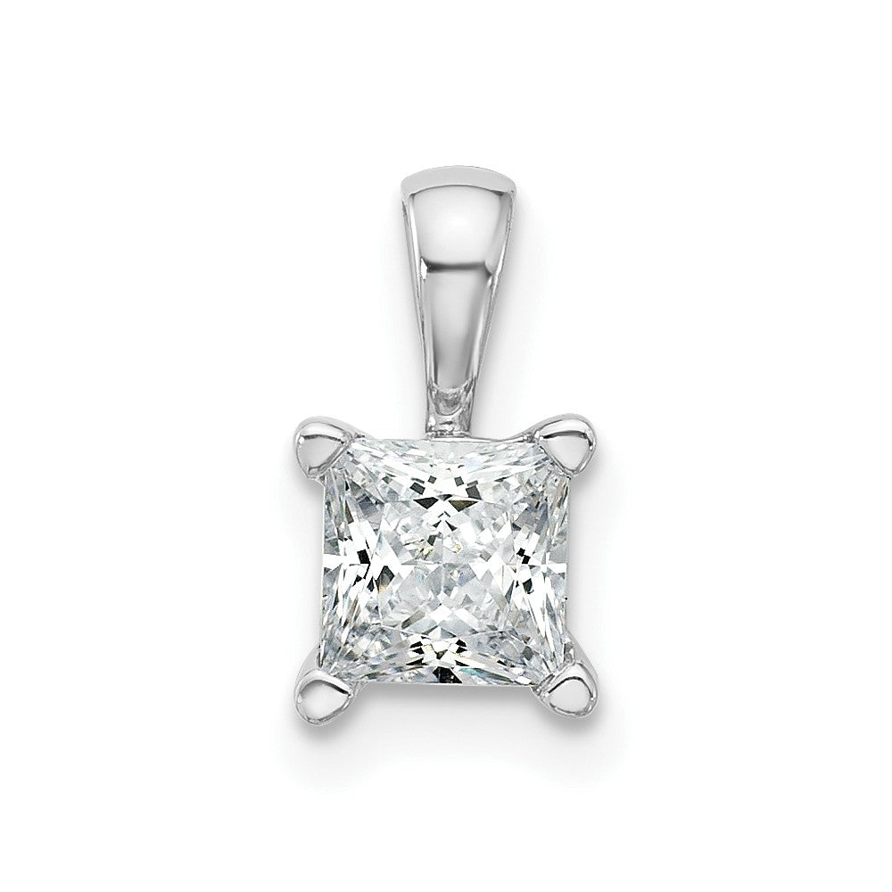 14k White Gold 3/4 Ct. Certified Lab Grown Diamond VS/SI+ G+ Princess Complete Four Prong Pendant