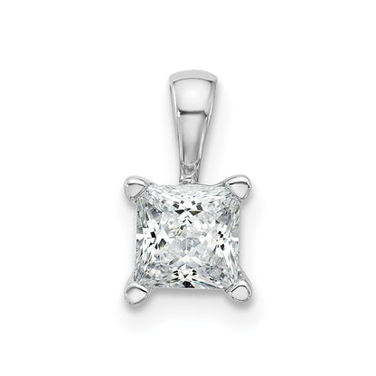 14k White Gold 3/4 Ct. Certified Lab Grown Diamond VS/SI+ G+ Princess Complete Four Prong Pendant