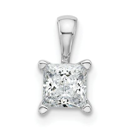 14k White Gold 3/4 Ct. Lab Grown Diamond VS/SI+ G+ Princess Four Prong Pendant