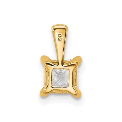 14k Yellow Gold 3/4 Ct. Certified Lab Grown Diamond VS/SI+ G+ Princess Four Prong Pendant