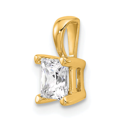 14K Yellow Gold 3/4 Carat Certified Lab Grown Diamond Vs+ F+ Princess Complete Four Prong Pendant