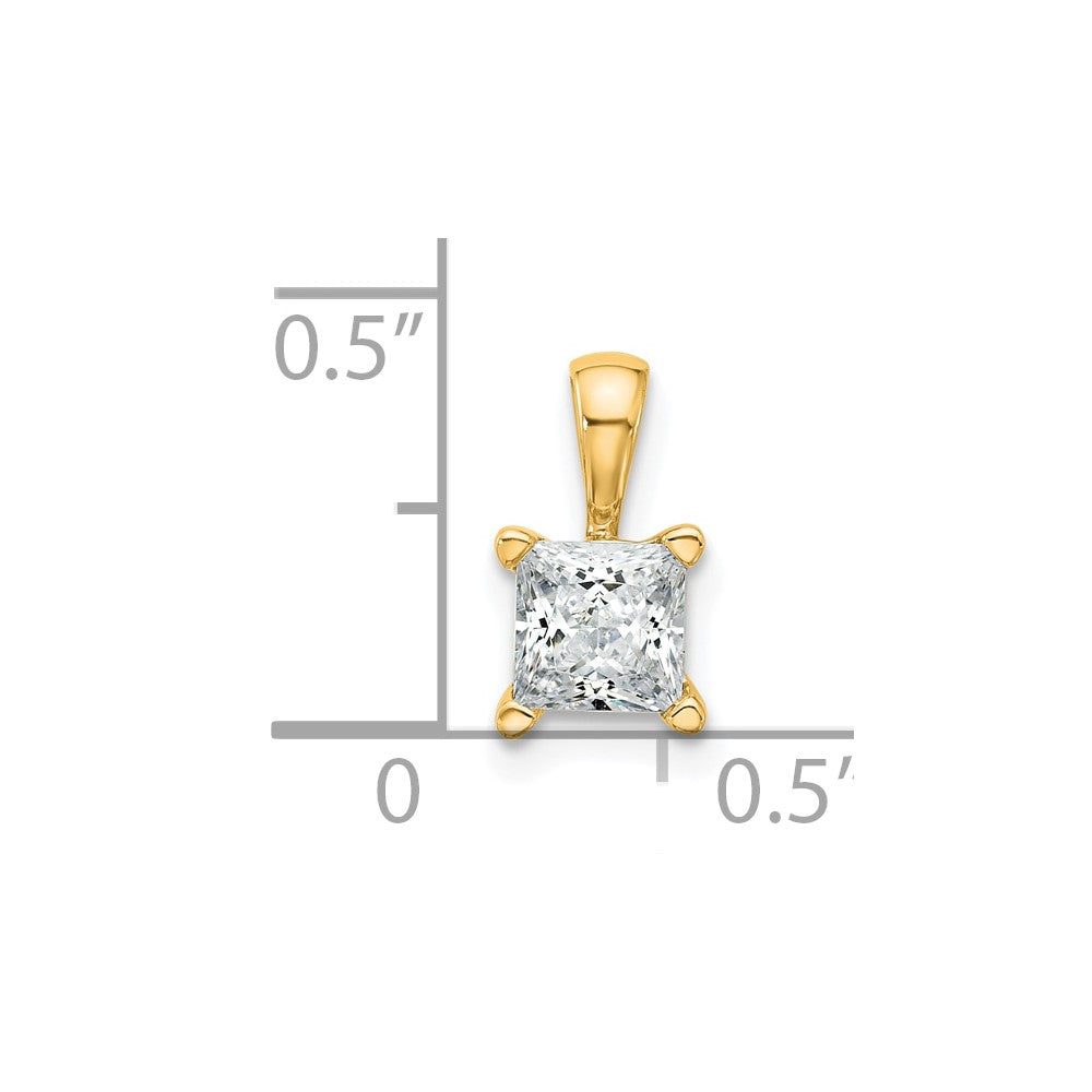 14k Yellow Gold 3/4 Ct. Certified Lab Grown Diamond VS/SI+ G+ Princess Four Prong Pendant