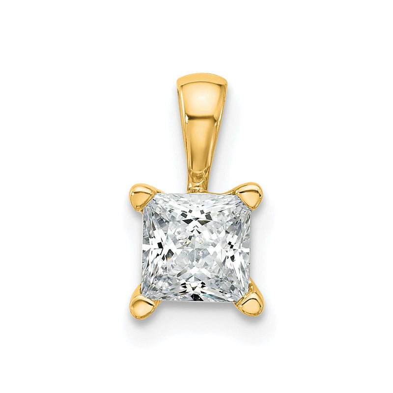 14k Yellow Gold 3/4 Ct. Lab Grown Diamond VS/SI+ G+ Princess Four Prong Pendant