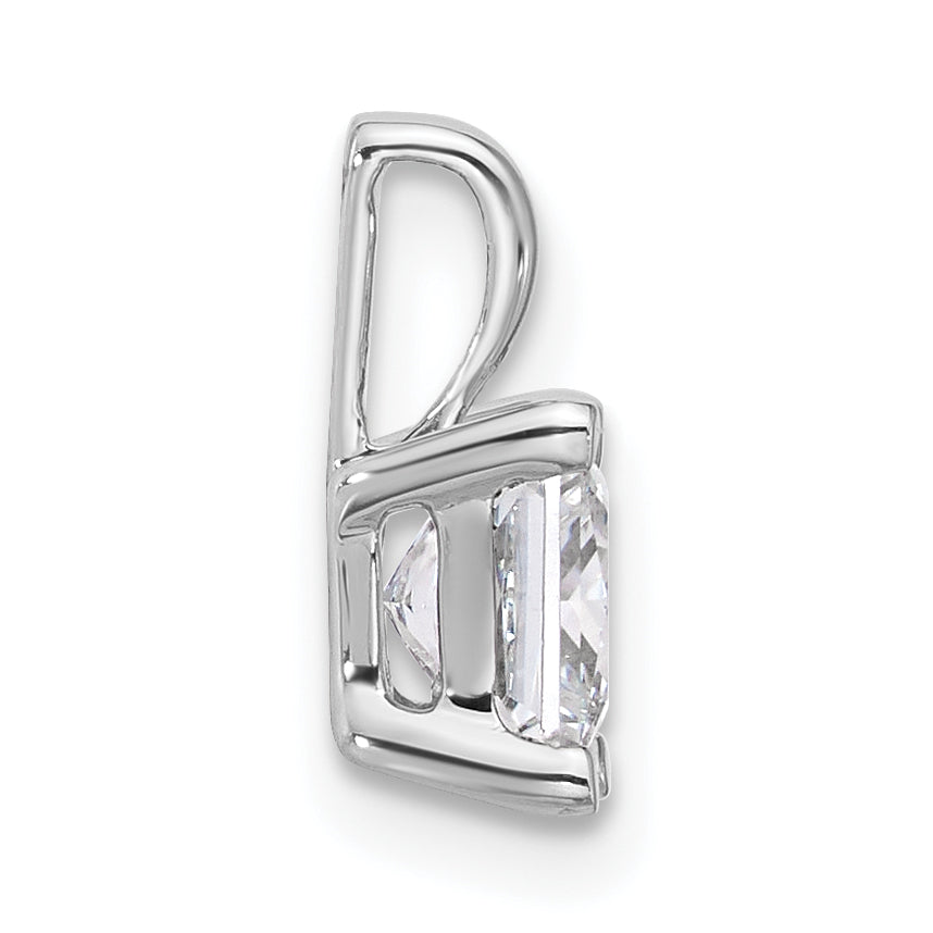 14k White Gold 1 Ct. Lab Grown Diamond VS/SI+ G+ Princess Four Prong Pendant