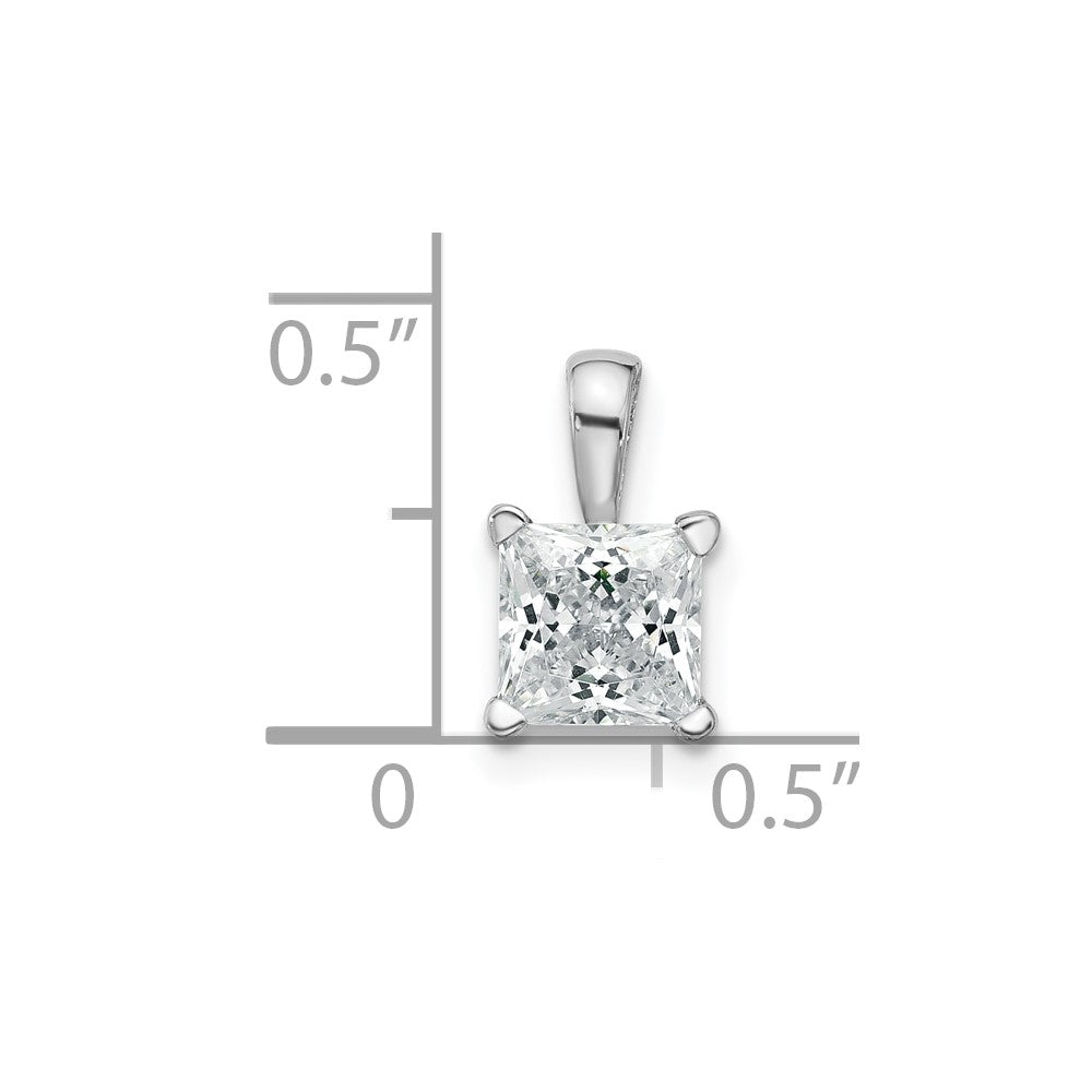 14k White Gold 1 Ct. Certified Lab Grown Diamond VS/SI+ G+ Princess Four Prong Pendant