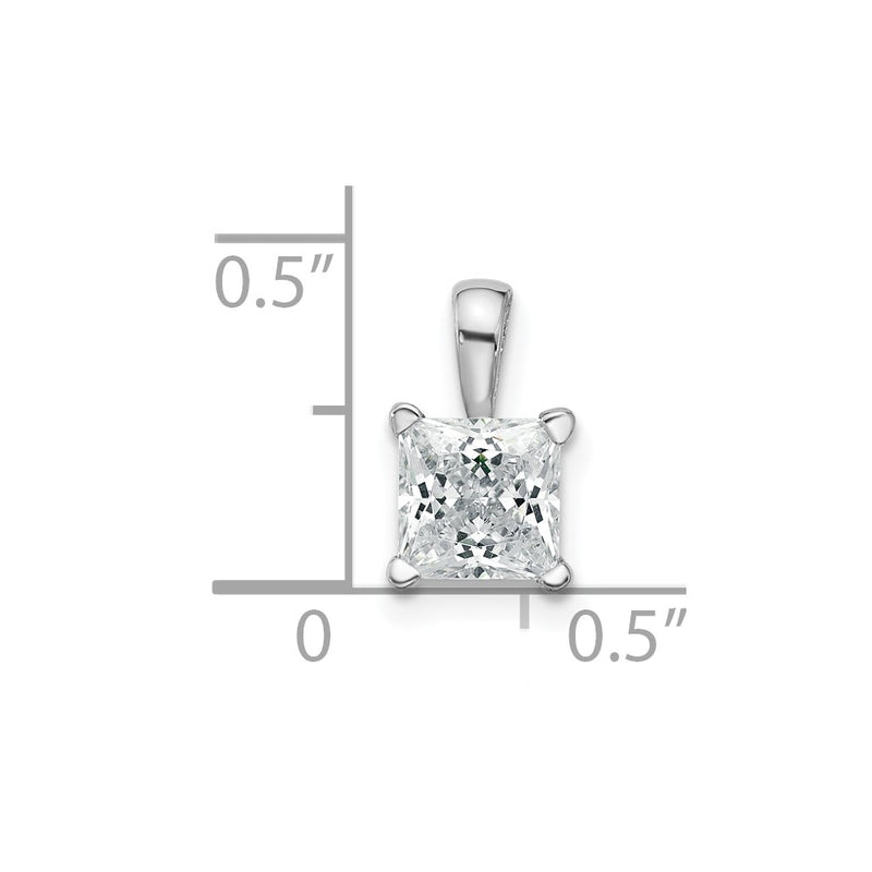 14k White Gold 1 Ct. Certified Lab Grown Diamond VS/SI+ G+ Princess Four Prong Pendant