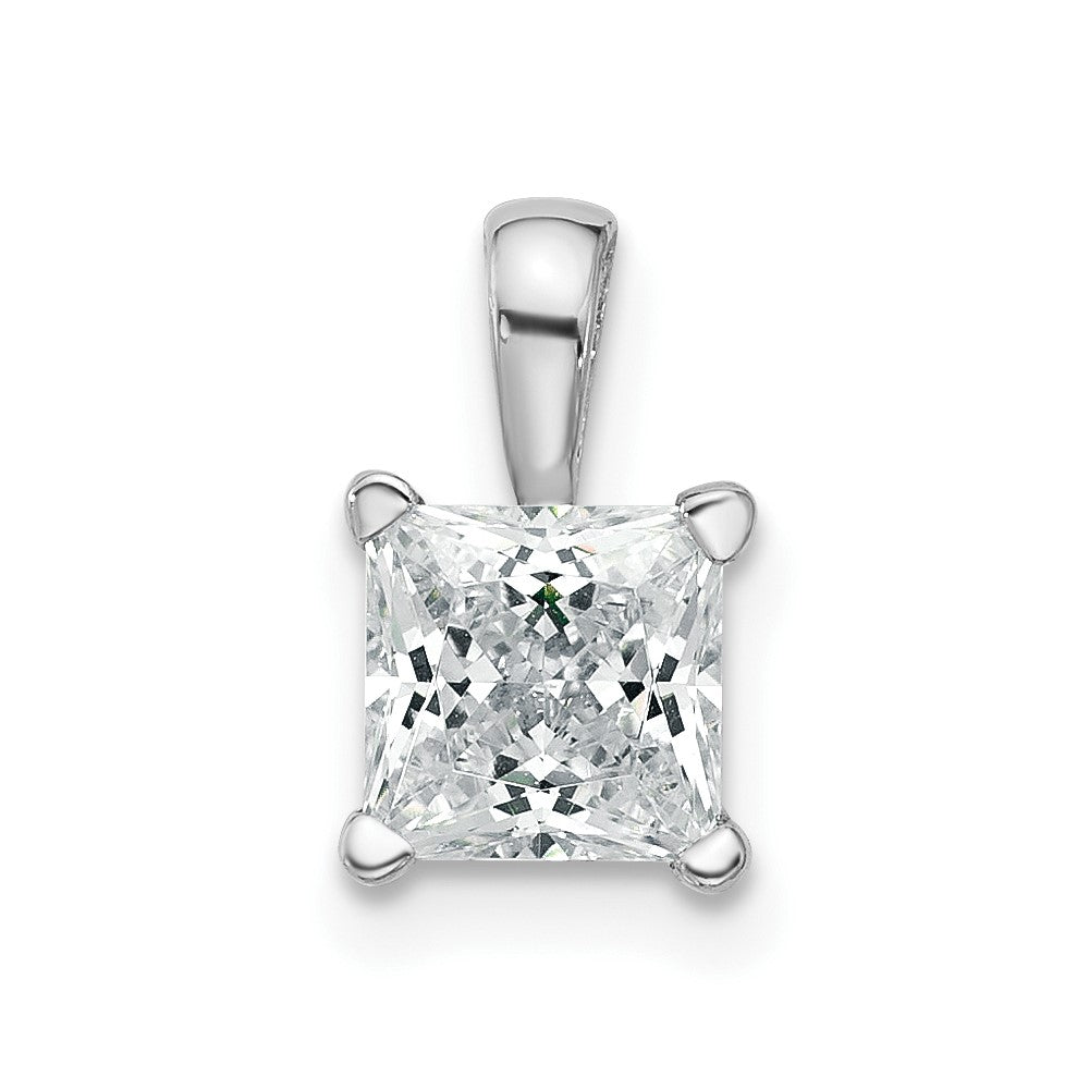 14k White Gold 14k White Gold 1 carat Certified Lab Grown Diamond VS+ F+ Princess Complete Four Prong Pendant